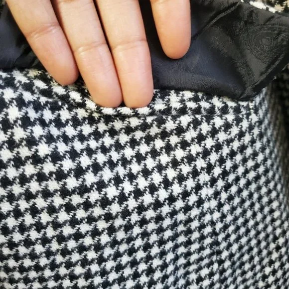 VINTAGE | Black White Checkered Gingham Plaid Wool Blend Blazer (Size XL) - Picture 5 of 10